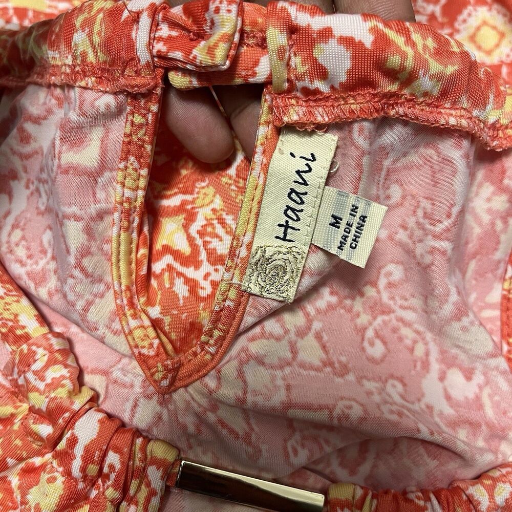 Haani Halter Boho Orange Pattern Dress Size Medium Summer Beach - Picture 7 of 8